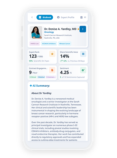 Mobile screenshot showing seamless team collaboration platform for KOL relationship management.